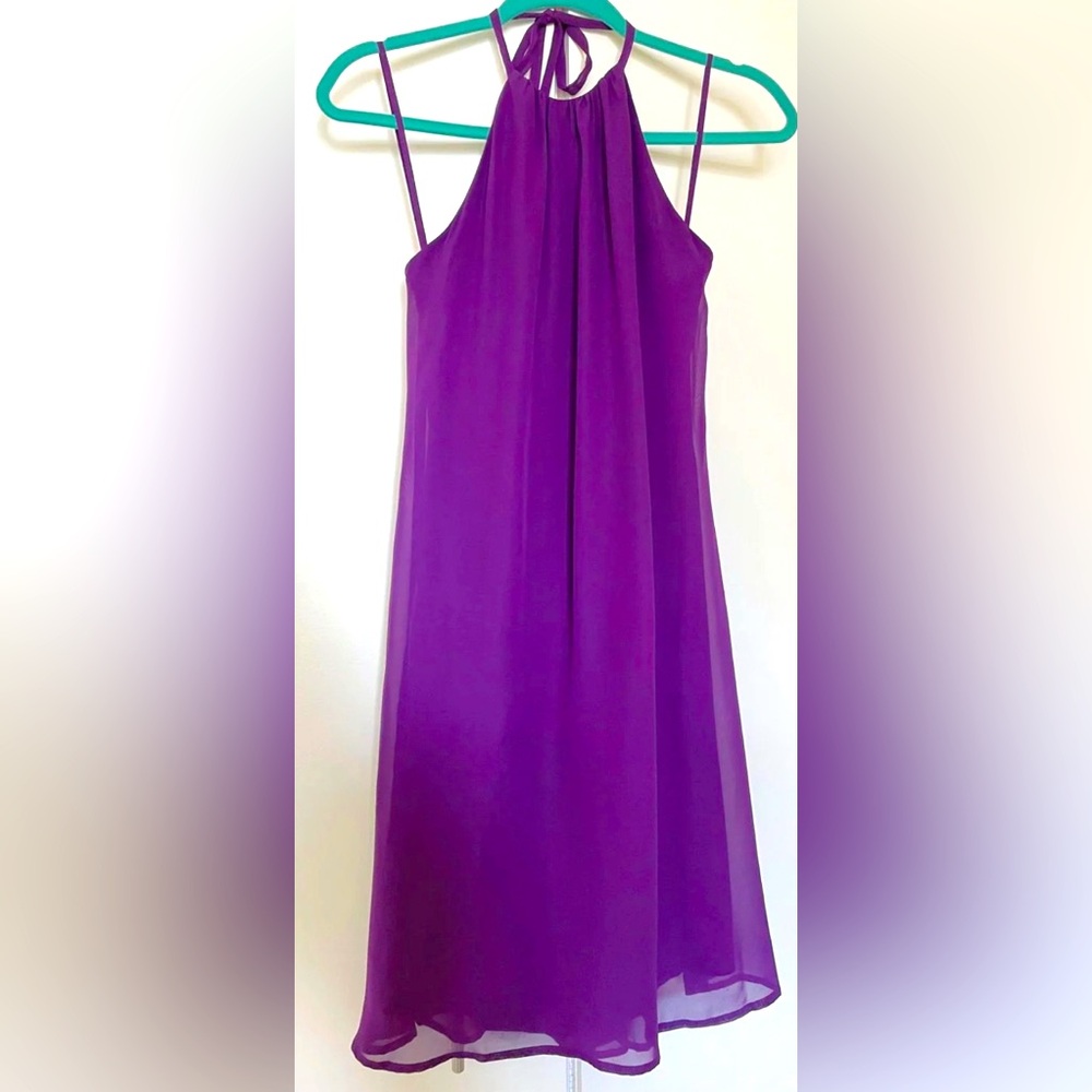 Gorgeous Purple Nouvelle Amsale Flowy Halter Dress